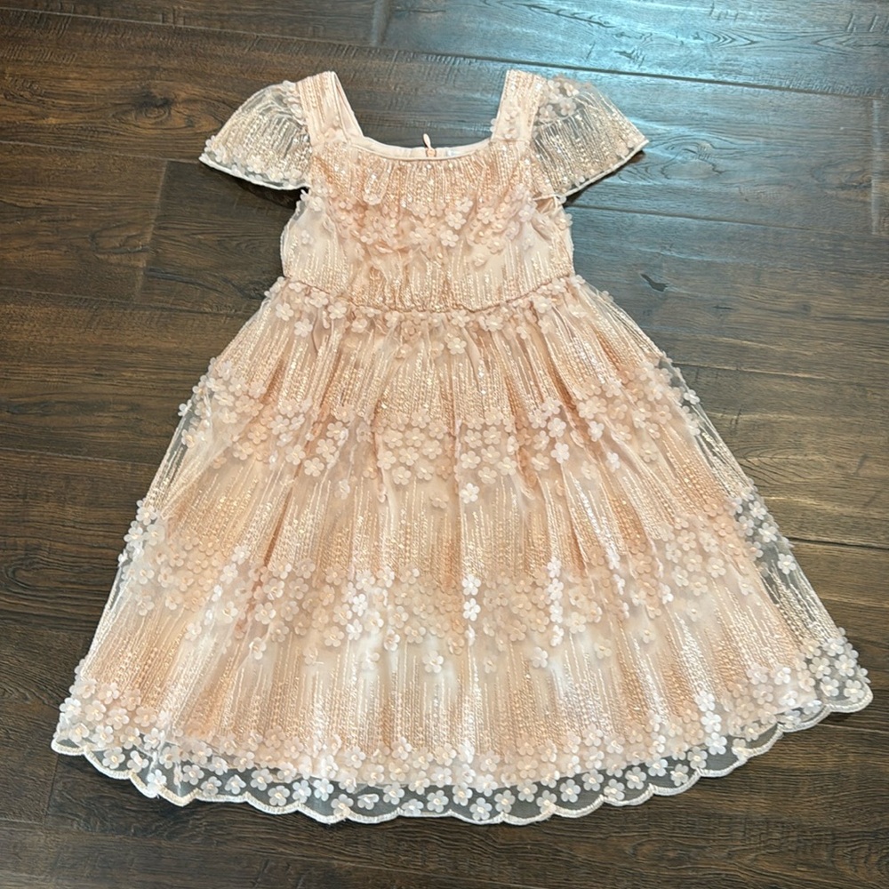 Little Angels Lacey Dress with Floral Detail